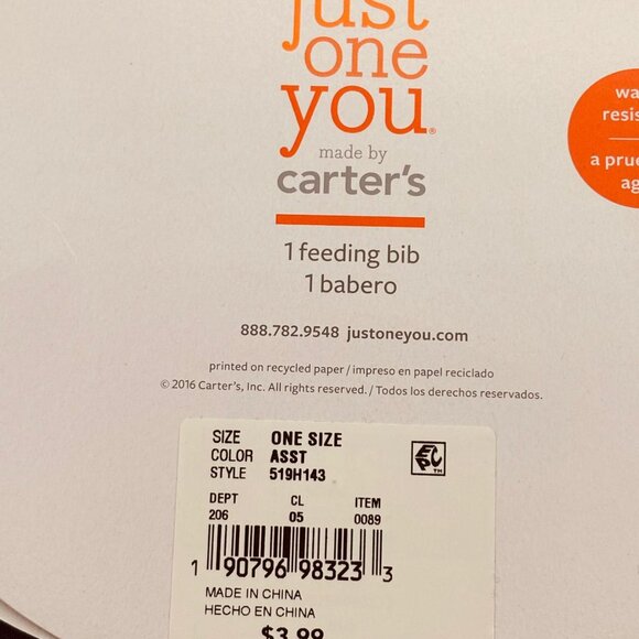Just One You by Carter’s “My First Birthday Ever” Blue Bib One Size 3 Available - Picture 2 of 2